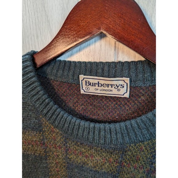 AUTHENTIC BURBERRY LONDON PULLOVER Green Plaid SWEATER SZ 8 Crew Neck Long Sleev - Picture 4 of 7